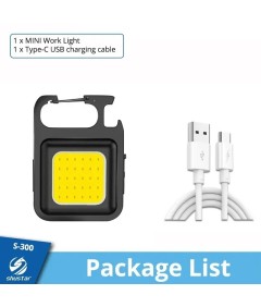 Mini latarka COB z brelokiem – super jasna, wodoodporna, USB-C