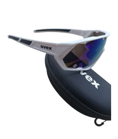 🕶️ Okulary sportowe UVEX UV400 – białe z czarnymi akcentami