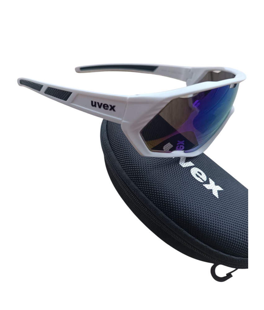 🕶️ Okulary sportowe UVEX UV400 – białe z czarnymi akcentami