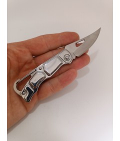 Mini nóż EDC składany z karabińczykiem – srebrny, lekki 🔪