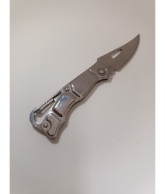Mini nóż EDC składany z karabińczykiem – srebrny, lekki 🔪