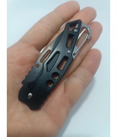 Nóż składany EDC 15 cm czarny z karabińczykiem | Outdoor