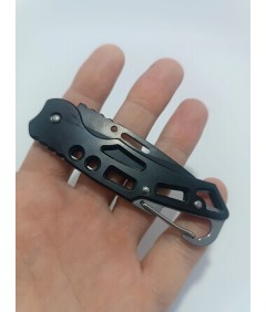 Nóż składany EDC 15 cm czarny z karabińczykiem | Outdoor