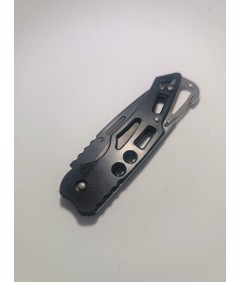 Nóż składany EDC 15 cm czarny z karabińczykiem | Outdoor