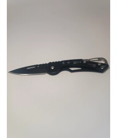 Nóż składany EDC 15 cm czarny z karabińczykiem | Outdoor