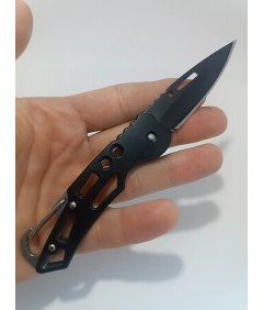 Nóż składany EDC 15 cm czarny z karabińczykiem | Outdoor