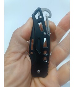 Nóż składany EDC 15 cm czarny z karabińczykiem | Outdoor
