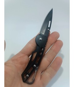Nóż składany EDC 15 cm czarny z karabińczykiem | Outdoor