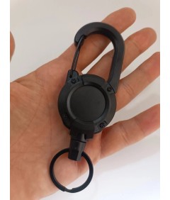 Brelok teleskopowy z karabińczykiem – czarny, linka 60 cm